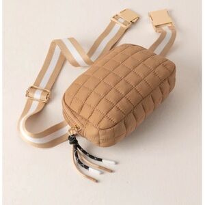 Shiraleah Ezra Quilted Nylon Belt Bag, Tan